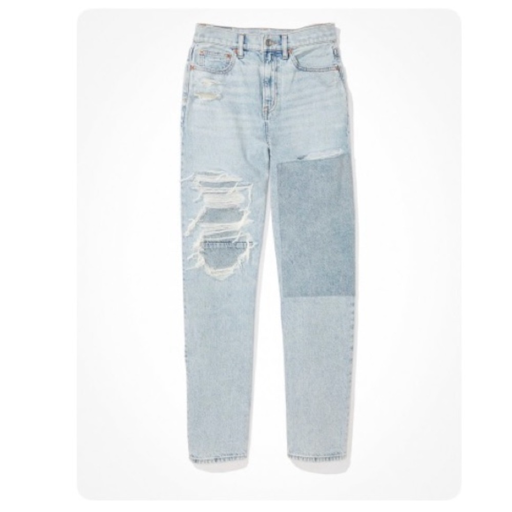 American Eagle Strigid Patched Highest Waist '90s Boyfriend Jean